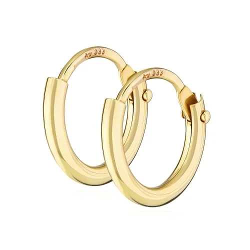NKlaus Herren Creolen aus 333er Echtgold - Elegante Creolen mit 9mm Außendurchmesser, aus 333er gelbgold, nickelfrei und ideal für stilbewusste Herren.