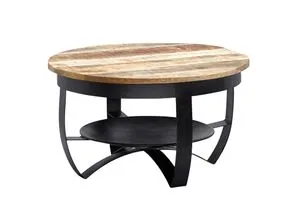 KADIMA DESIGN Couchtisch aus recyceltem Mango-Massivholz - Industrieller Couchtisch aus recyceltem Mango-Massivholz, 60x60 cm, robustes Eisen-Gestell, ideal für umweltbewusste Wohnräume.