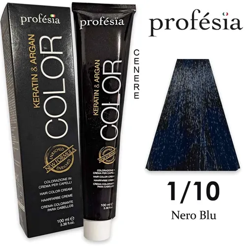 Tönung 1/10 Schwarz Blau Farbe für Haare Profesia 100ml
