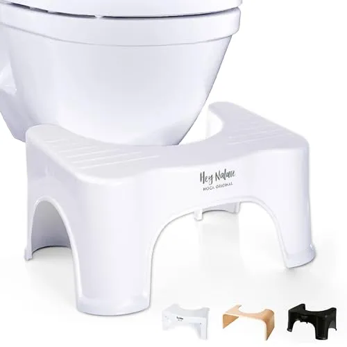 Hey Nature® HOCA Toilettenhocker - Medizinischer Klohocker für Erwachsene - Badezimmerhocker zur Linderung von Hämorrhoiden, Verstopfung und Blähungen, fördert natürlichen Stuhlgang durch optimale Hockposition.