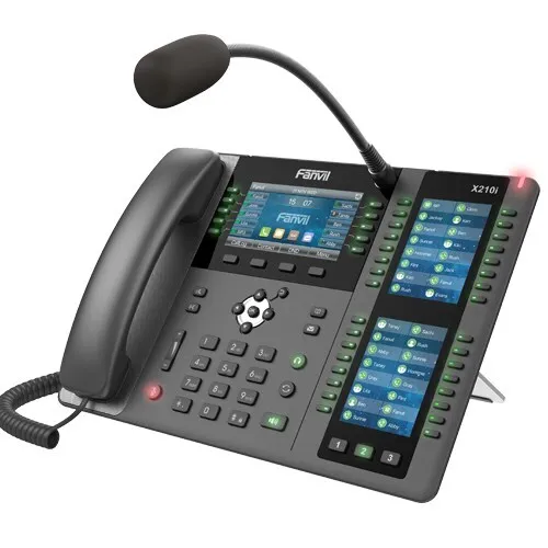 Fanvil X210i - Kabelgebundenes IP-Telefon in Schwarz/Grau, 20 Linien und 2000 Eintragungen für effiziente Kommunikation