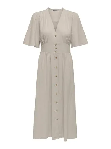 ONLY Sommerkleid ONLTIZANA 2/4 MIDI DRESS WVN NOOS - Das wadenlange Sommerkleid von ONLY sorgt für gute Laune! Leichter Webstoff und lockerer Schnitt bieten hohen Tragekomfort. Ideal für lässige oder festliche Anlässe, vielseitig kombinierbar mit Sandalen oder Heels.