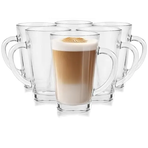 Glasmark Krosno Latte Macchiato Gläser Cappuccino 6er Teegläser Mit Henkel 6x300