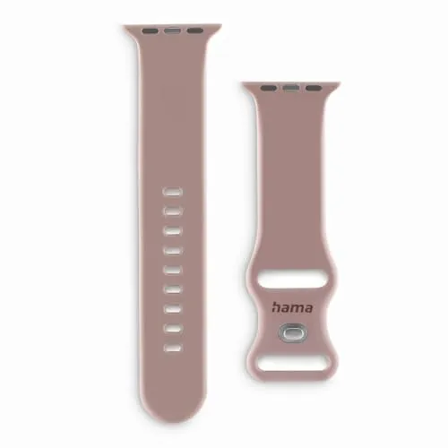 Hama Armband für Apple Watch - passend für 42-49mm Modelle, stilvolles Silikon Look Design, schnell wechselbar und schweißresistent