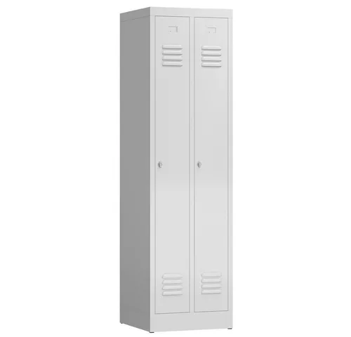 Steelboxx 2er Kleiderspind - Metall Spindschrank 180x50x50cm - Verschweißter Metall-Spind mit 2 Abteilen, ideal für Umkleideräume und soziale Einrichtungen. Pflegeleichte Konstruktion mit Geräuschdämpfung und einfacher Nutzung, keine Montage erforderlich.