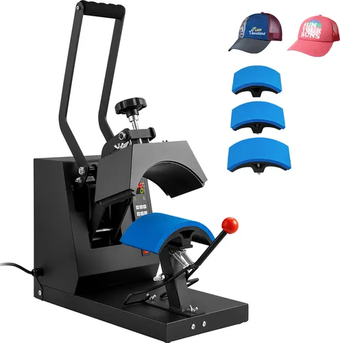 SucceBuy 4-in-1-Kappe-Hitzepresse, 6 x 3 Zoll, Clamshell-Sublimationstransfer, LCD-Digitaltimer mit 4 gebogenen Heizelementen