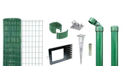 Alberts 669232 Fix-Clip Pro Zaun-Komplettset, 50 m Länge, 153 cm Höhe - Zaunpfosten-Komplettset mit robusten Stahl-Zäunen, ideal für Sicherheit und Gestaltung im Außenbereich. Inklusive Einschlagbodenhülsen für einfache Montage.