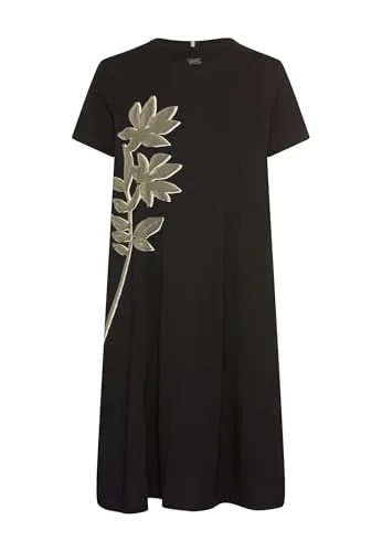camel active Shirtkleid mit Blumenprint schwarz XL - Kleider - Stylisches Shirtkleid aus 100% Baumwolle, ideal für lässige Anlässe und angenehm zu tragen. Mit minimalistischem Blumenprint und Rundhalsausschnitt in Größe XL.