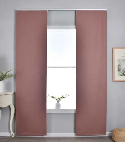 Gardinenbox 2er Set Flächenvorhänge »München Dark« 245x60 cm Altrosa - Schiebevorhänge mit 100% Verdunkelung, dreilagiger Bindung und elegantem Fischgrätmuster für stilvolle Raumgestaltung.