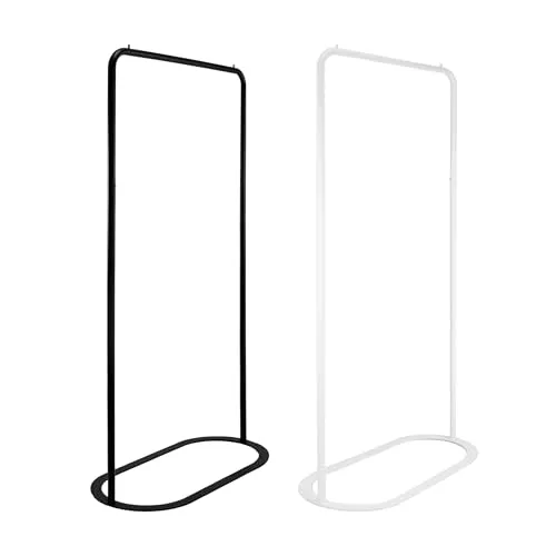 Natural Goods Berlin Kleiderständer OVAL - Elegante Kleiderstange in Schwarz - Kleiderständer aus robustem Metall, ideal für Schlafzimmer und moderne Deko. Mit Bügelstopper gegen Verrutschen und kinderleichter Montage für vielseitige Nutzung.