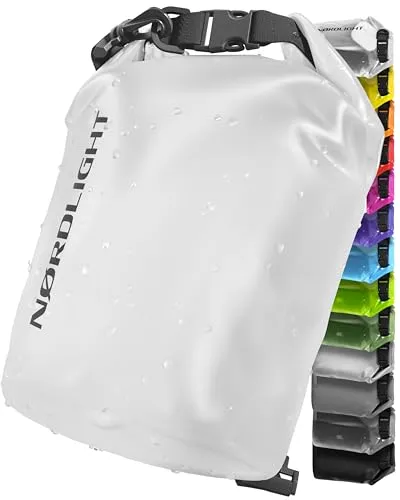 Nordlight Dry Bag 15L Wasserdichter Beutel - (Weiß) Wasserdichter Packsack Mit Roll Top Verschluss Und Schultergurt | Schwimmen, Baden, Strand, Kanu, Stand Up Paddling, Tauchen