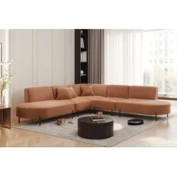 Ecksofa Designersofa VALENCIA in Ziegelbraun in braun von Fun Möbel