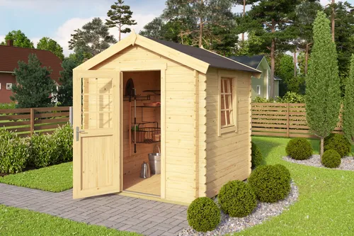 Lasita Maja Wels 1 Gartenhaus 2x2m - Modernes Gartenhaus aus unbehandeltem nordischen Nadelholz, mit abschließbarer Tür und einfache Montage. Ideal für Garten, Terrasse oder als Geräteschuppen.