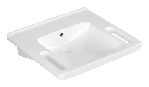 Villeroy & Boch ViCare Waschbecken 600 x 550 mm - Weiß Alpin mit CeramicPlus - Badkeramik mit Überlauf, pflegeleichte CeramicPlus-Oberfläche für müheloses Reinigen und zeitloses Design.