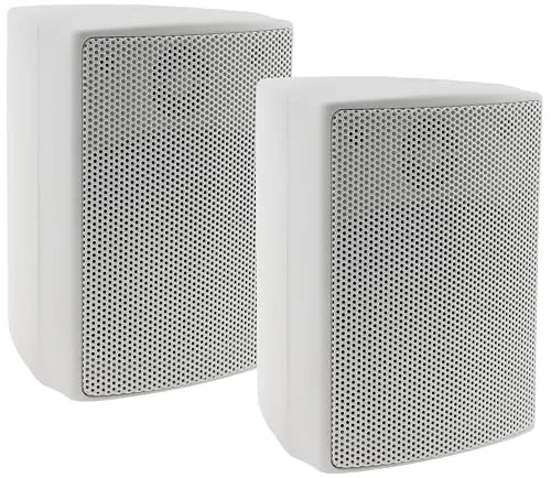ChiliTec 2-Wege Lautsprecher Weiß Paar Wand-Lautsprecher für HiFi Stereoanlage Heimkino 60Watt 8Ohm