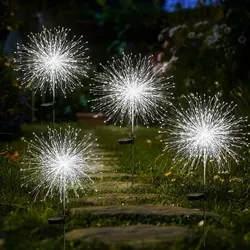 LED Solarleuchte Solarlampen Garten 120 LED Feuerwerk Solarleuchten gartendeko, solarlampen für außen, Warmweiß, Tageslichtweiß, 8 Modi mit Erd...