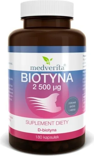 Medverita Biotin 2500 µg B7 – 180 Kapseln – Für Haut & Haare