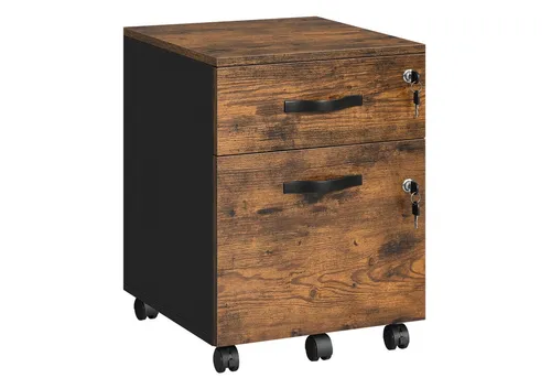 VASAGLE Aktenschrank Rollcontainer mit 2 Schubladen, abschließbar und mobil - Praktischer Rollcontainer für Ihr Büro oder Zuhause. Mit 2 Schubladen und 5 Rollen für einfache Mobilität. Ideal zur Aufbewahrung von Dokumenten im A4-Format und vielseitig einsetzbar als Nachttisch oder Beistelltisch.