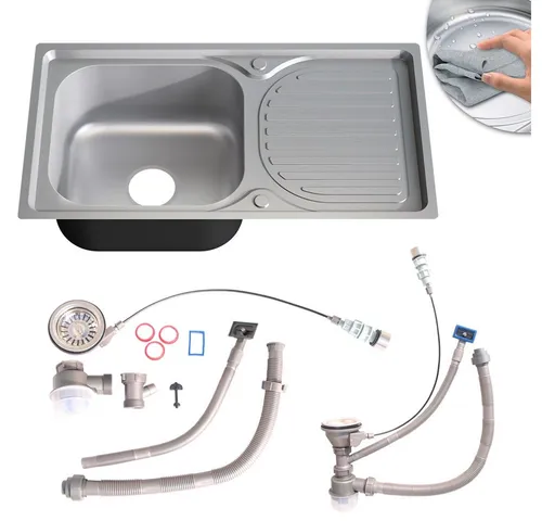 Feel2Home Edelstahlspüle Edelstahlspüle Spülbecken Einbauspüle Küchenspüle Spüle Edelstahl, Rechteckig, 75.5/42 cm, Anti-Kondensbeschichtung, Anti-Kondensbeschichtung