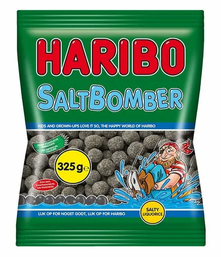 HARIBO SALTBOMBER 325g - Salziges Lakritz für echten Genuss - Lakritz-Snack in Pastillenform, ideal für Lakritzliebhaber, die den salzigen Geschmack schätzen. Perfekt für gesellige Abende oder als Snack für zwischendurch.