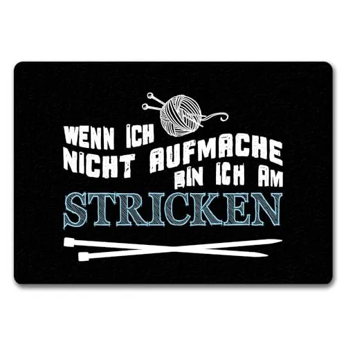 trendaffe Wenn ich Nicht aufmache Bin ich am Stricken Fußmatte randlos mit Wolle Motiv