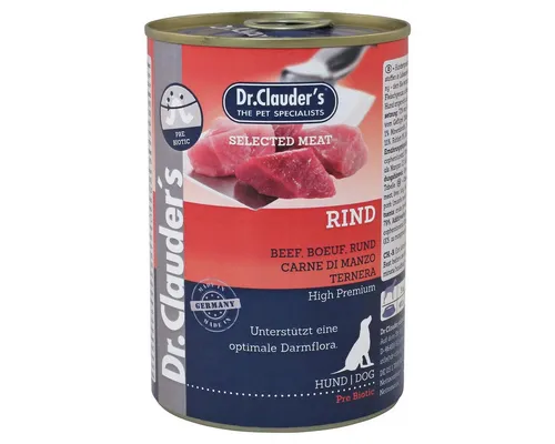 Dr. Clauder's Selected Meat mit Rind 400 g - 6 Stück, Nassfutter für: Hund