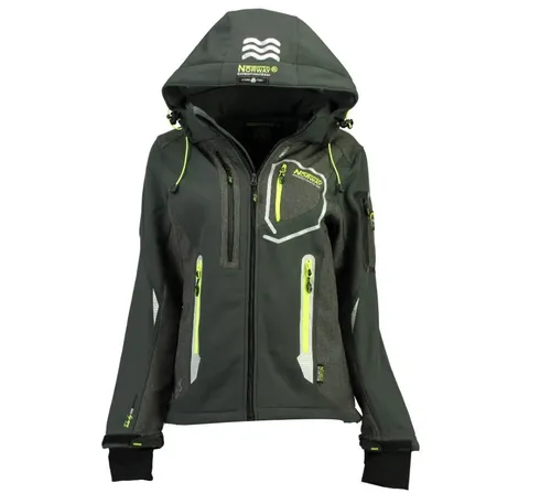 Geographical Norway Softshelljacke Damen Softshell Outdoor Wander Sport Jacke in Unifarbe, mit abnehmbarer Kapuze, mit Stehkragen