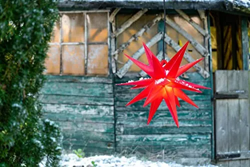 Novaliv Weihnachtsstern 55cm beleuchtet, Faltstern in ROT - Festlicher Dekostern für Innen- und Außenbereiche, wetterbeständig und bruchsicher. Einfacher Zusammenbau und stimmungsvolle Beleuchtung mit Timer-Funktion.