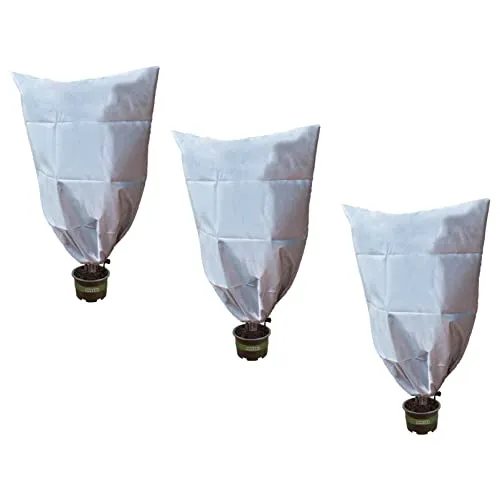 meetall Winterpflanzenabdeckungen Frostschutz, Frostdecken für Outdoor-Pflanzen, wiederverwendbare Strauchjacken mit Kordelzug (3 Stück, kleine Größe: 58 x 78 cm)