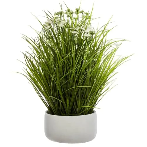 Kunstblume Grass 40 cm - Weiße Topf - Blumen & Künstliche Pflanzen, langlebige Zimmerpflanze aus hochwertigem Kunststoff, ideal für eine pflegeleichte und stilvolle Raumgestaltung.