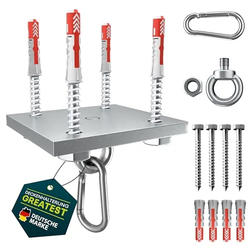 Yourkon Wand- & Deckenhalterung Greatest - Verzinkt für Boxsäcke & Hängesessel - Befestigungsmaterial für Hängematten & Schwebesessel, robust und flexibel mit einer Tragkraft bis zu 230 kg – ideal für intensives Training und entspannte Hängemöbel.