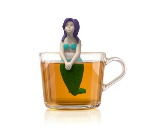 Winkee - Cute Animal Teesieb I Tee Ei für losen Tee I Tea Infuser lustig I Teesieb für Tasse I Gewürzsieb Silikon I Teekugel-Tier-Figur (Meerjungfrau)