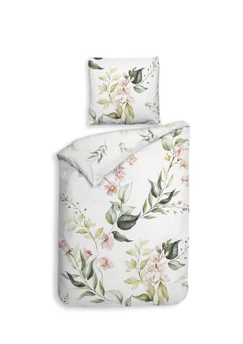 Heckett & Lane Satin Bettwäsche Alloro White 135x200 - Bettwäsche, 2-teilig in rosa mit wunderschönen Rosenmotiven, aus 100% Baumwolle, ideal für einen stilvollen Schlafbereich.
