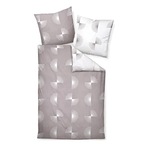 Janine Mako-Satin Bettwäsche J. D. 155x220 cm + 80x80 cm Taupe - Bettbezüge aus hochwertiger, mercerisierter Mako-Baumwolle, hautsympathisch und pflegeleicht. Ideal für Wasserbetten, mit erstklassiger Atelierkonfektion und Ökotex-Zertifikat.