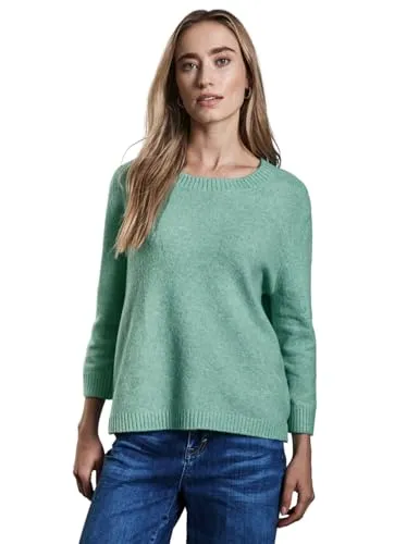 STREET ONE Strickpullover mit Rundhals - Damen Pullover mit Rundhalsausschnitt und 3/4-Ärmeln, aus bequemem Materialmix mit Stretchanteil für optimalen Tragekomfort.