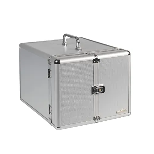Star Collect Münzkoffer für 10 Münzboxen – Aluminium – Schloss, für Münzen und Münzkapseln bis 64 mm – Velours dunkelrot