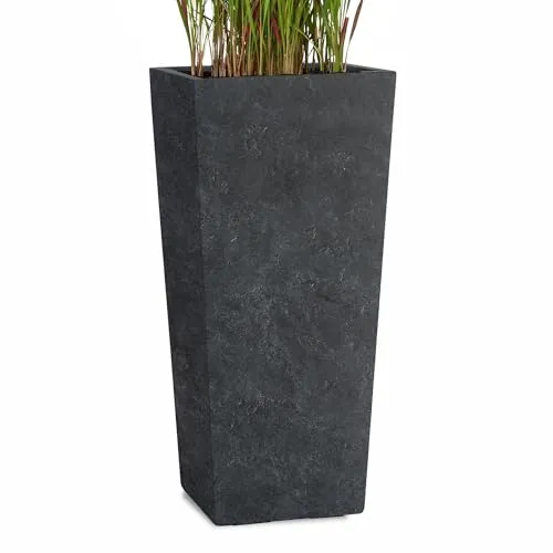 Pflanzwerk® Fiberglas Pflanzkübel Conic Lava ANTHRAZIT 50x23x23cm - Hochwertiger Pflanzkübel aus Fiberglas mit Lotus-Effekt, ideal für Indoor & Outdoor. Frostbeständig, UV-Schutz und leicht im Gewicht. Perfekt für eine stilvolle Begrünung in jedem Raum!