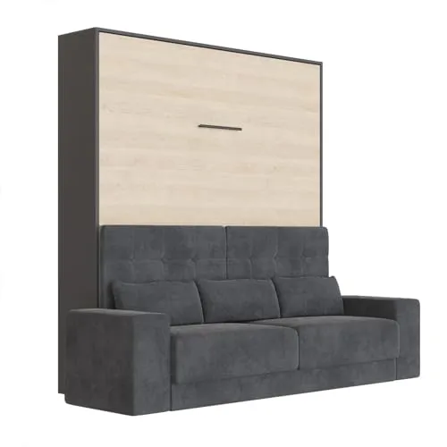 Produktbild SMARTBett Schrankbett M1 140x200 Vertikal Antraciet/Kaiser Eiche