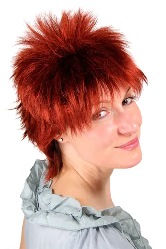 Damen Perücke rot kurz frech 80er Jahre Vokuhila Stil NDW 26155-131 25cm NEU