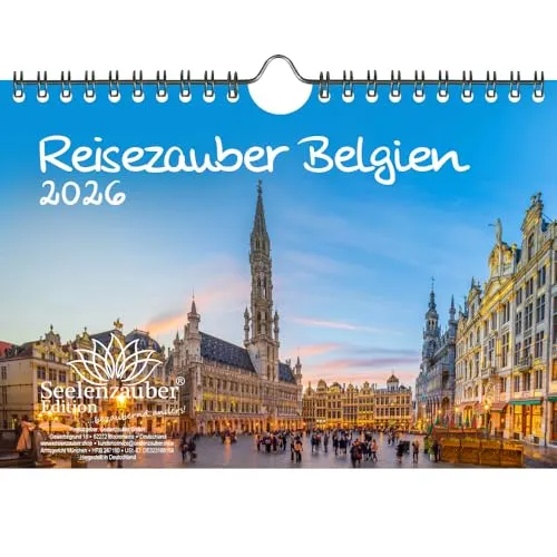 Reisezauber Belgien DIN A5 Kalender für 2026 Urlaub Brüssel Tulpen - Seelenzauber