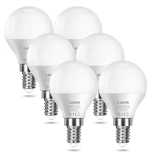 Lepro E14 LED Lampe 6er-Pack, 4.9W, 470 Lumen - Energiesparlampen: Ersetzen Sie 40W Glühlampen mit nur 4.9W und sparen Sie bis zu 87% Stromkosten. Hohe Qualität mit 180° Abstrahlwinkel für großflächige Beleuchtung.