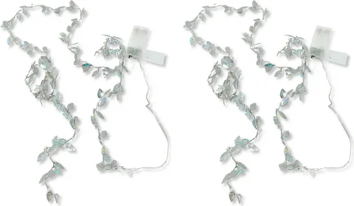 LED Lichterkette glitzer Blätter 200cm 2 Stück batteriebetrieben Timer Lichtergirlande Deko Leuchtdraht Winter Weihnachten 20