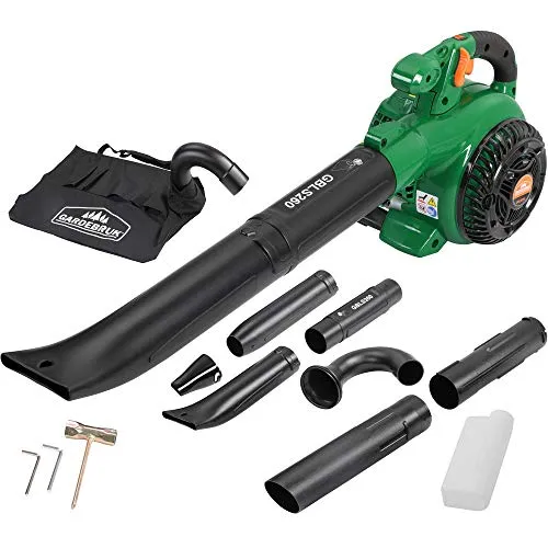 GARDEBRUK® Laubsauger 4 in 1 Benzin Blasgeschwindigkeit 90m/s Fangsack 45L inkl Werkzeug Laubbläser Häcksler Gartensauger