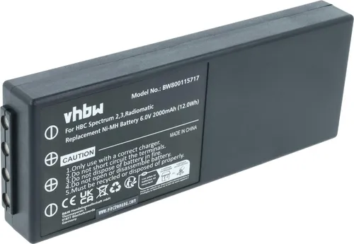 vhbw Akku Ersatz für HBC 005-01-00466, BA210040 (FuB 10AA), BA210 für Industrie-Funkfernsteuerung Fernbedienung (2000 mAh, 6 V, NiMH) - Schwarz