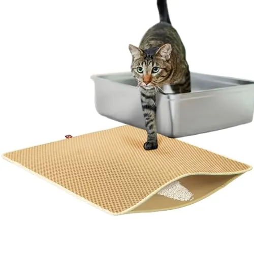 CanadianCat Company | Katzenklo Matte groß XXL, Katzenstreu Matte, Vorleger für Katzentoilette, Katzenmatte, Katzenstreumatte, beige, 80 x 65 cm