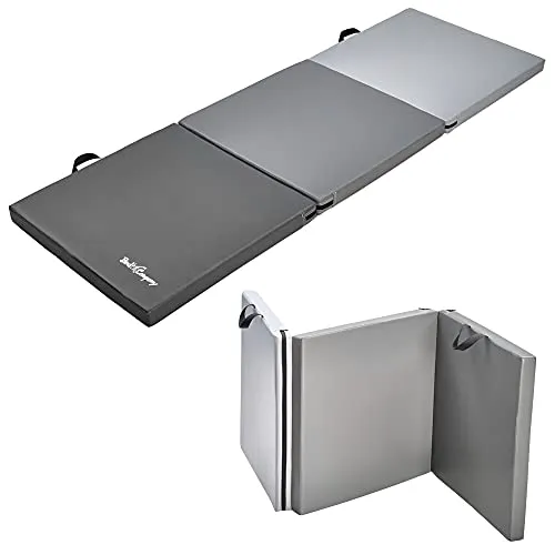 Bad Company Weichbodenmatte 3-fach faltbar I Klappbare Trainingsmatte 180 x 60 x 5 cm aus Schaumstoff mit Tragegriffen (Grau)
