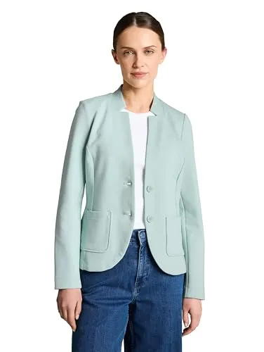 TOM TAILOR Damen Blazer 1038703 Basic Ottoman mit Taschen - Blue Haze, M - Eleganter Blazer mit aufgesetzten Taschen und kleinem Kragen. Ideal für verschiedene Anlässe und mit einem Slim Fit für eine schmeichelnde Silhouette. Hergestellt aus pflegeleichten Materialien für hohen Tragekomfort.