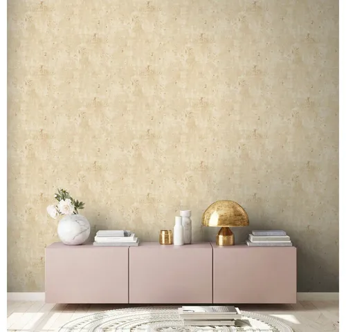 living walls Vliestapete Stories of Life Vliestapete Metallic Betonoptik Beige Gold, strukturiert, Metall-Effekte, gemustert, metallic, (1 St), glänzende Tapete für Küchen und Esszimmer Tapeten Wohnzimmer modern