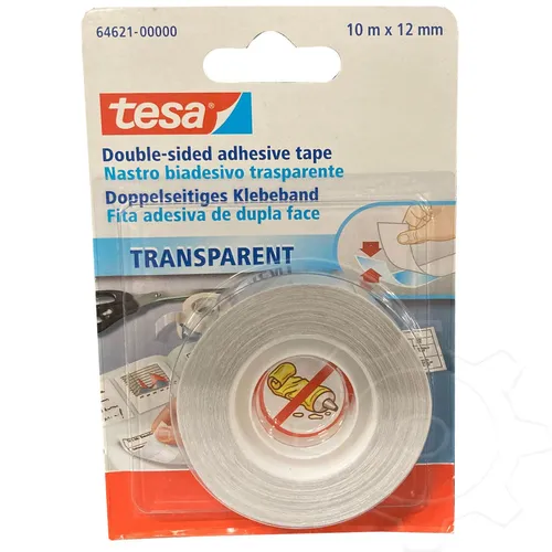 TESA 64621 Doppelseitiges Klebeband Transparent 10m x 12mm