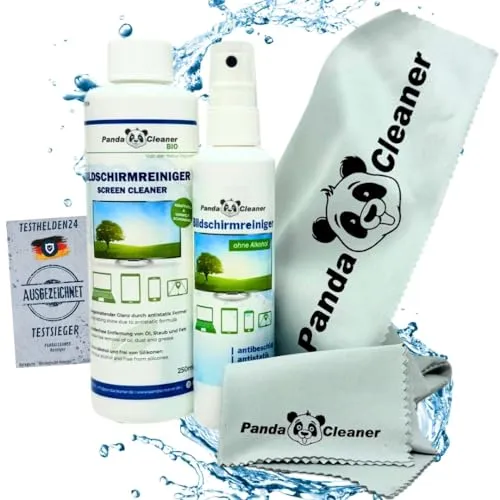 PandaCleaner Laptop Cleaning Kit - 100ml Display Spray + 250ml Refill TV Bildschirmreiniger & 2X Bildschirmreiniger Tücher für Display Reinigung (Komplett Set)